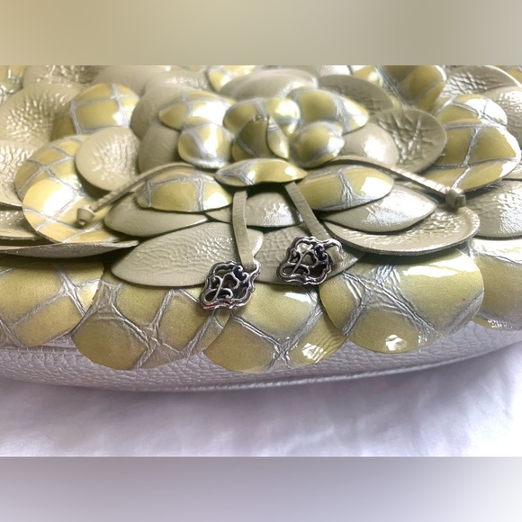 Brighton Leather Rosalie 3D Rose Flower Shoulder Handbag, Embellish Silver Strap - Picture 11 of 16